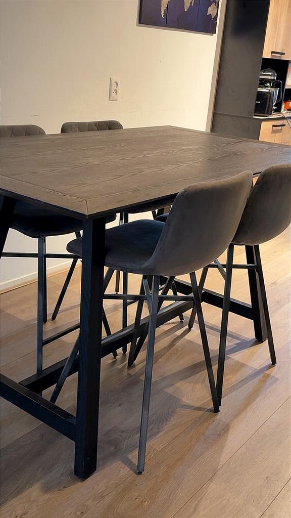 Moderne eettafel met stoelen voor 6 personen, Huis en Inrichting, Gebruikt, 150 tot 200 cm, Modern, Rechthoekig