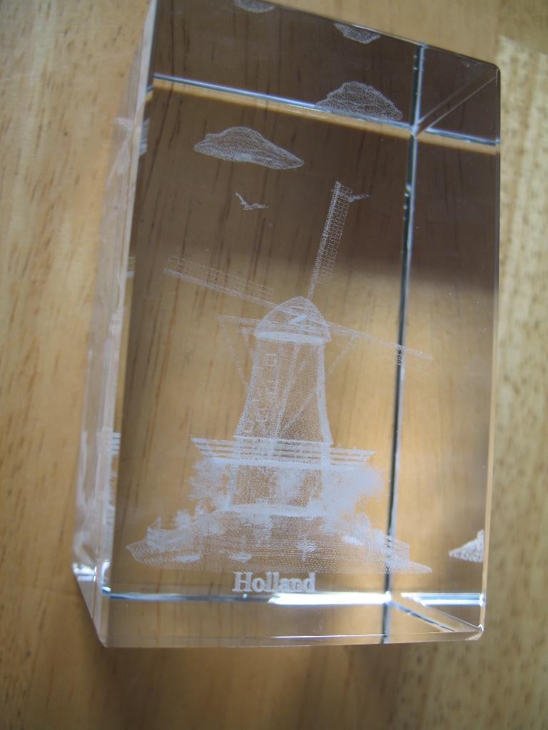 Kristal Presse-Papier Molen Holland * GASSAN * Vintage, Ophalen of Verzenden