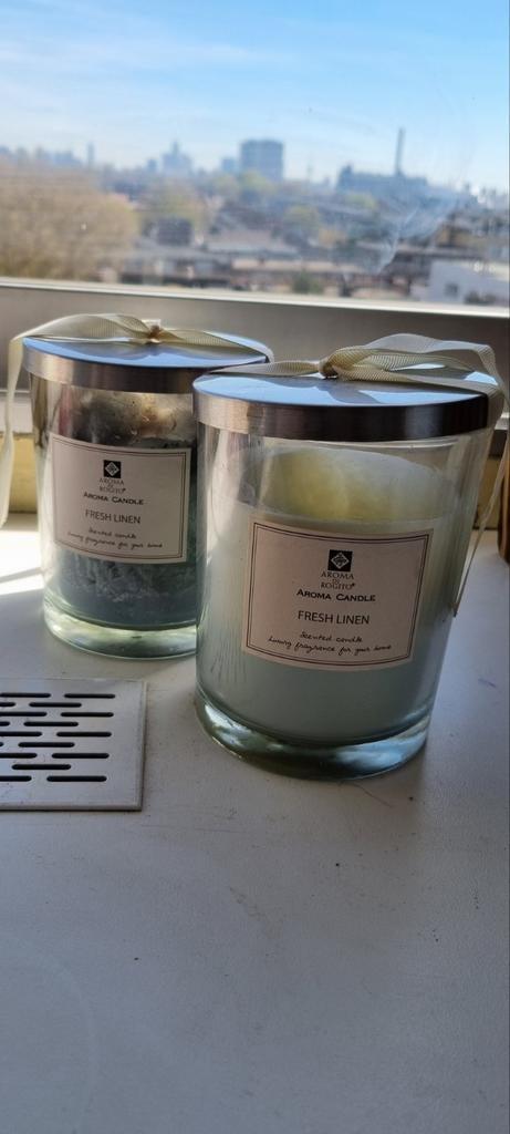 * gratis * Kaarsvet resten in grote glazen potten met deksel, Ophalen, Gebruikt, Overige materialen, Herbruikbaar