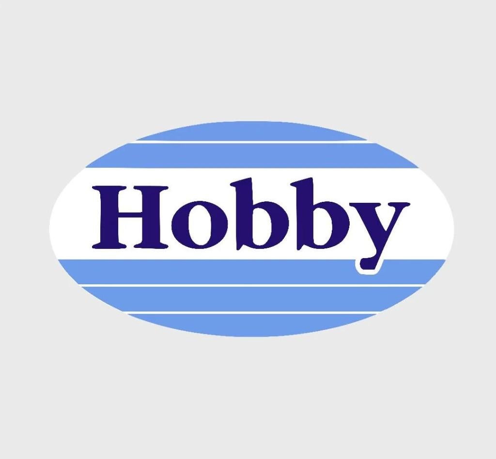 Hobby caravan en camper ovaal blauw-wit full colour sticker, Verzenden, Nieuw, Overige typen