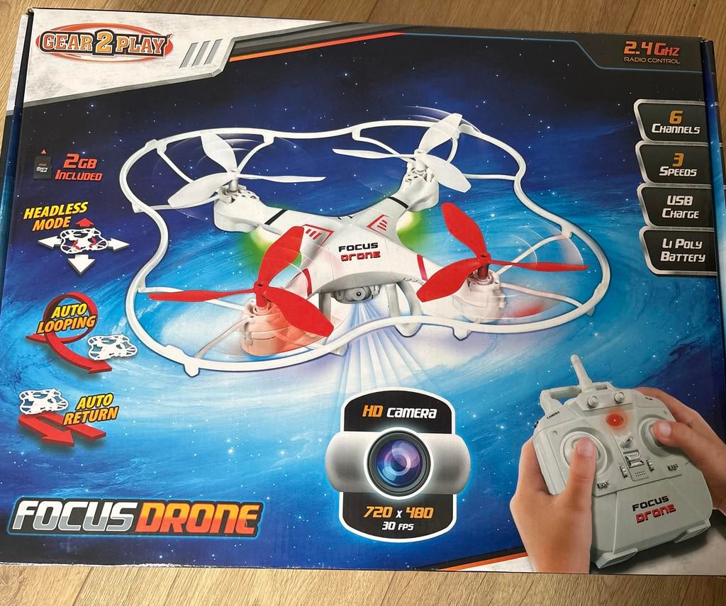 Gear2Play Focus Drone met HD Camera - Leuke Speelgoeddrone, Gebruikt, Basiskwaliteit, Overige merken, Minder dan 100 meter