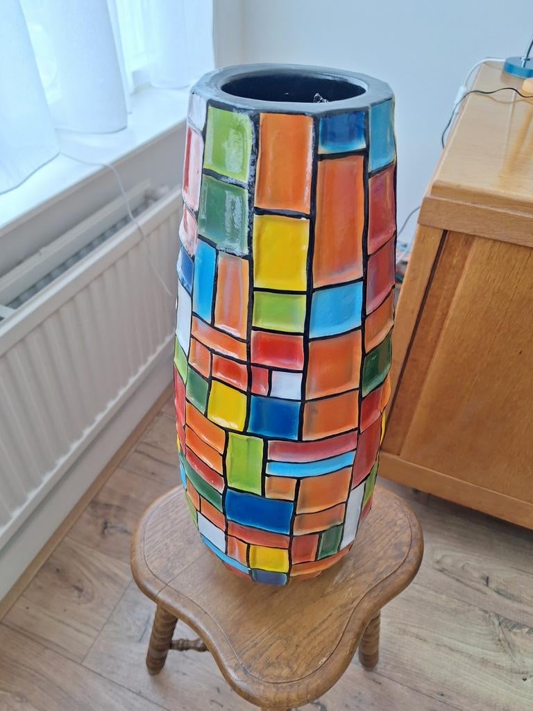 Prachtige vaas,multicolor, Overige kleuren, Aardewerk of Porselein, Ophalen of Verzenden, Zo goed als nieuw