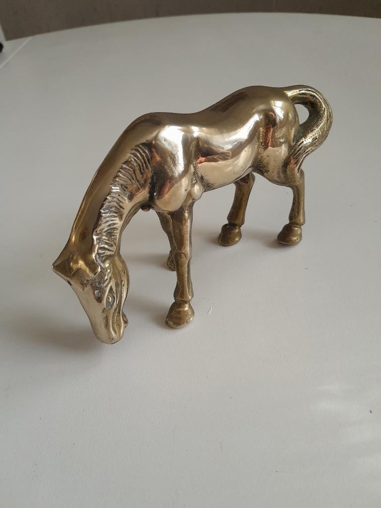 Messing beeldje paard, Verzamelen, Beelden en Beeldjes, Ophalen, Gebruikt, Dier