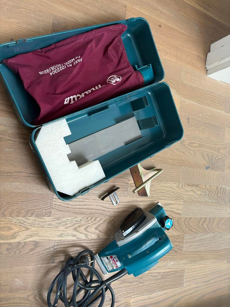 Makita schaafmachine 1923B met stofzak en koffer, Ophalen of Verzenden, Gebruikt