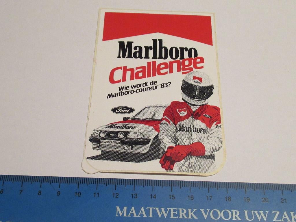 Sticker Marlboro Challenge-Wie wordt de Marlboro-coureur '83, Verzenden, Zo goed als nieuw, Auto of Motor