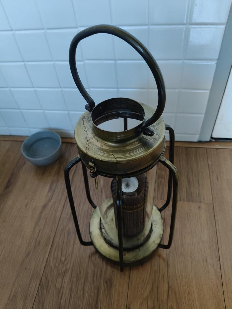 Decoratieve lantaarn met kaars - Vintage stijl, Ophalen of Verzenden, Gebruikt, Vintage, Rustiek