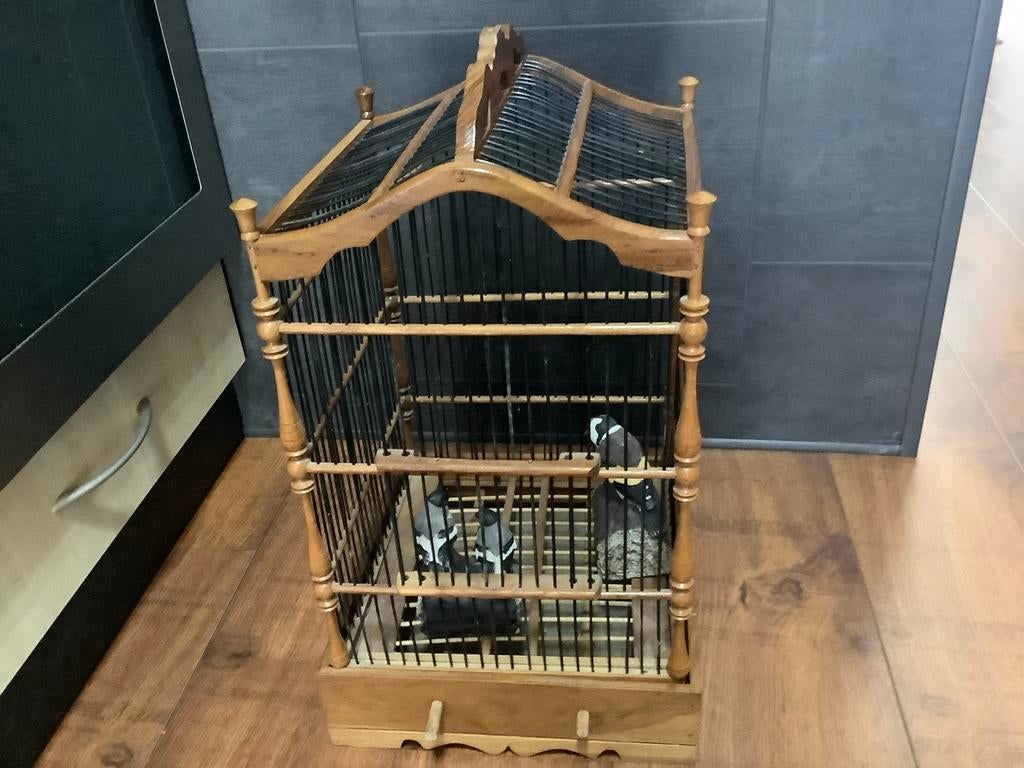 Antieke traditionele Javaanse vogelkooi, Dieren en Toebehoren, Vogels | Hokken en Kooien, Ophalen, Zo goed als nieuw, Metaal, Vogelkooi