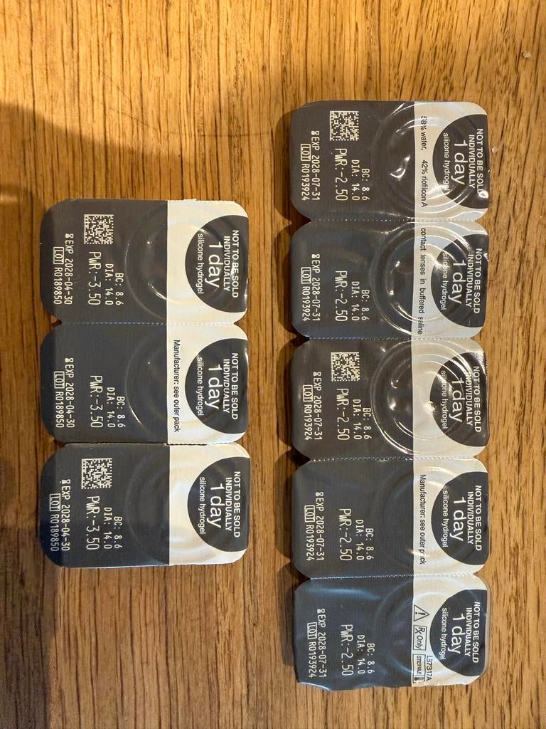 Gratis daglenzen -2,5 en -3,5 van specsavers, Ophalen, Ogen