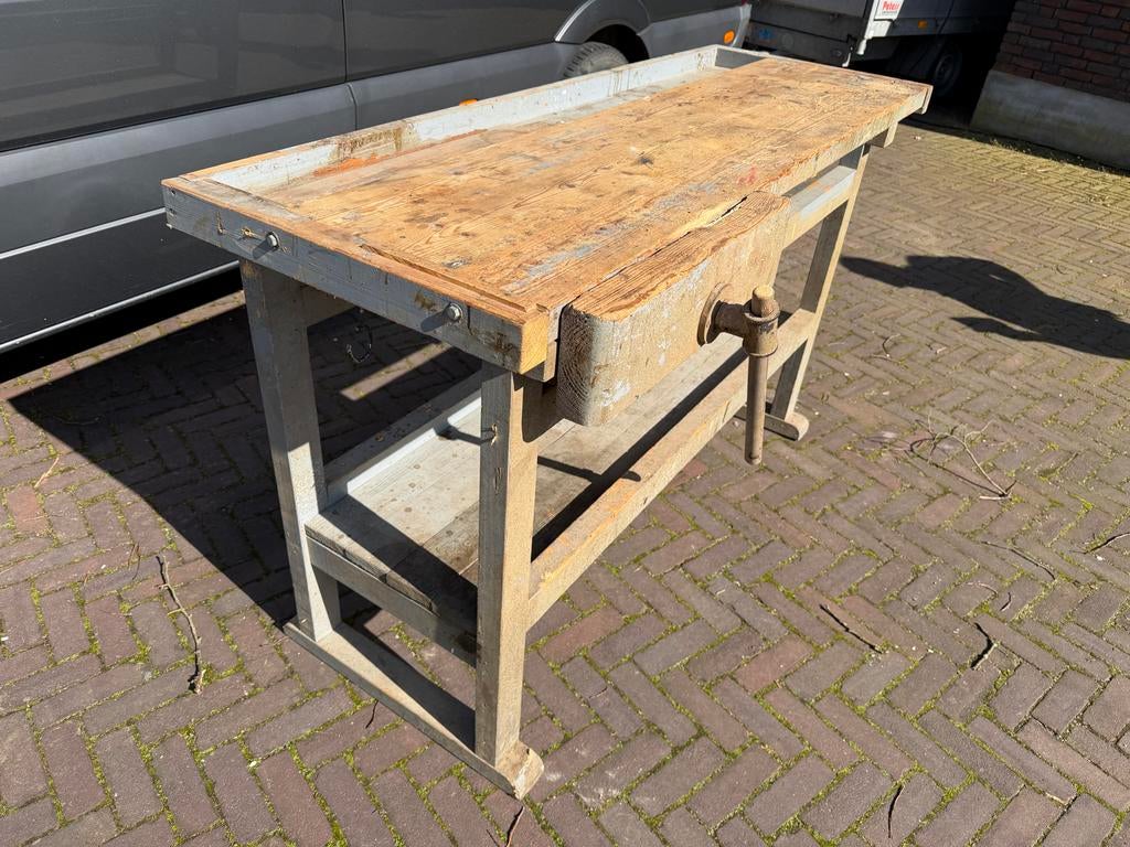 Oude Timmermans werkbank, Doe-het-zelf en Verbouw, Werkbanken, Ophalen, Gebruikt, 170 cm of meer, Bankschroef