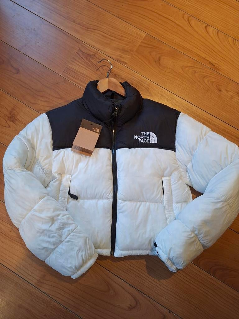 The North Face Nuptse Cropped Puffer Jas Zwart/Wit Maat M, Kleding | Dames, Jassen | Winter, Maat 38/40 (M), Zwart, Nieuw, Ophalen of Verzenden