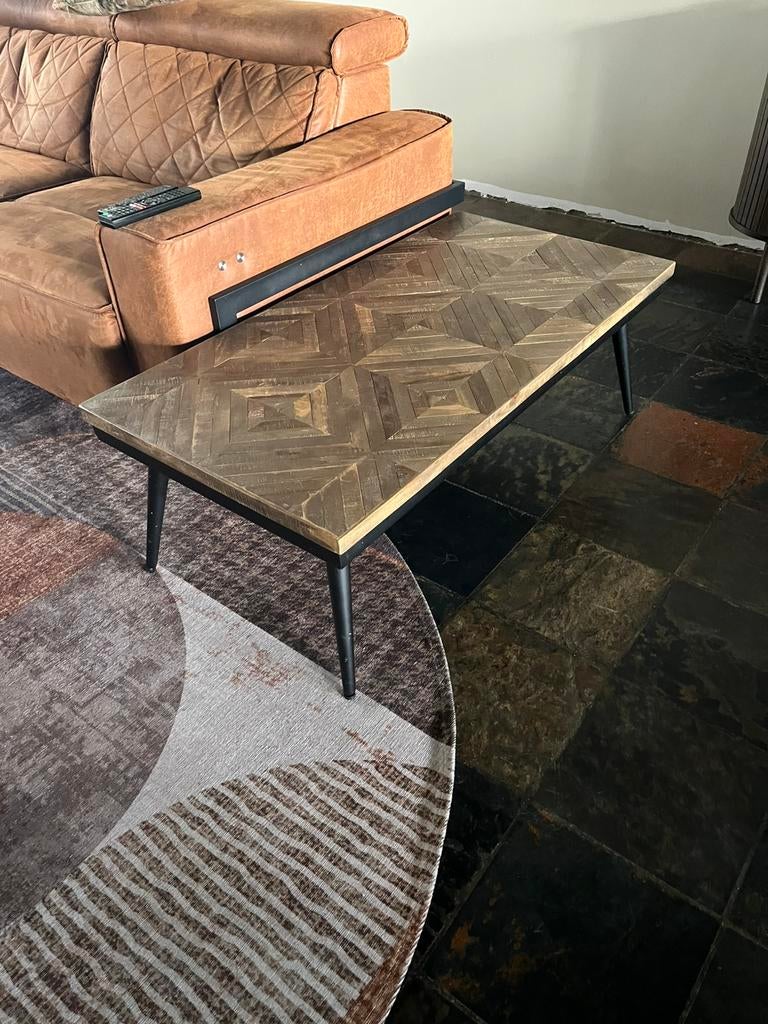 Salontafel hout met metaal, Ophalen, 100 tot 150 cm, 50 tot 100 cm, Zo goed als nieuw