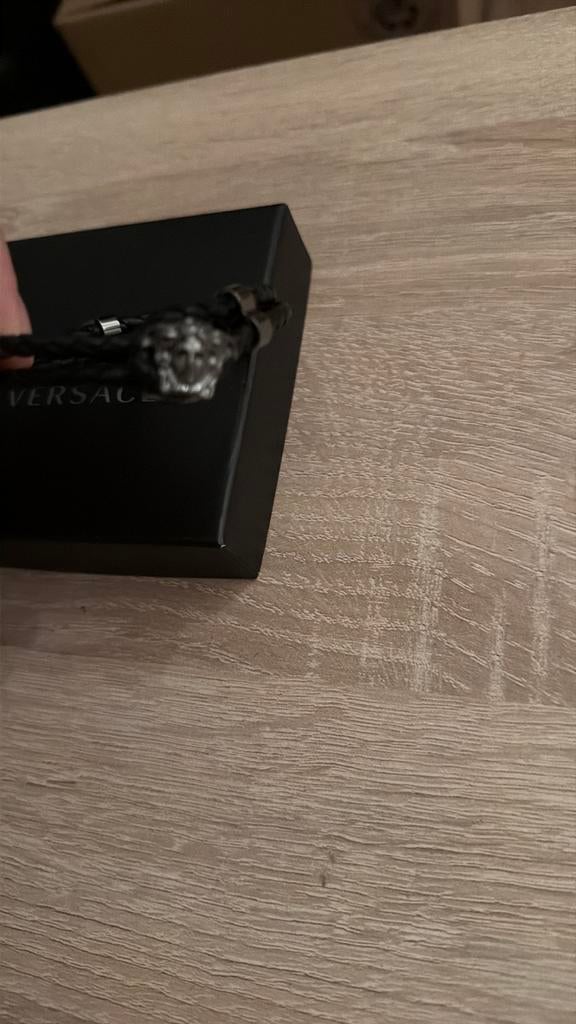 Mooie Versace armband voor heren, Verzenden, Zo goed als nieuw, Zwart, Zilver