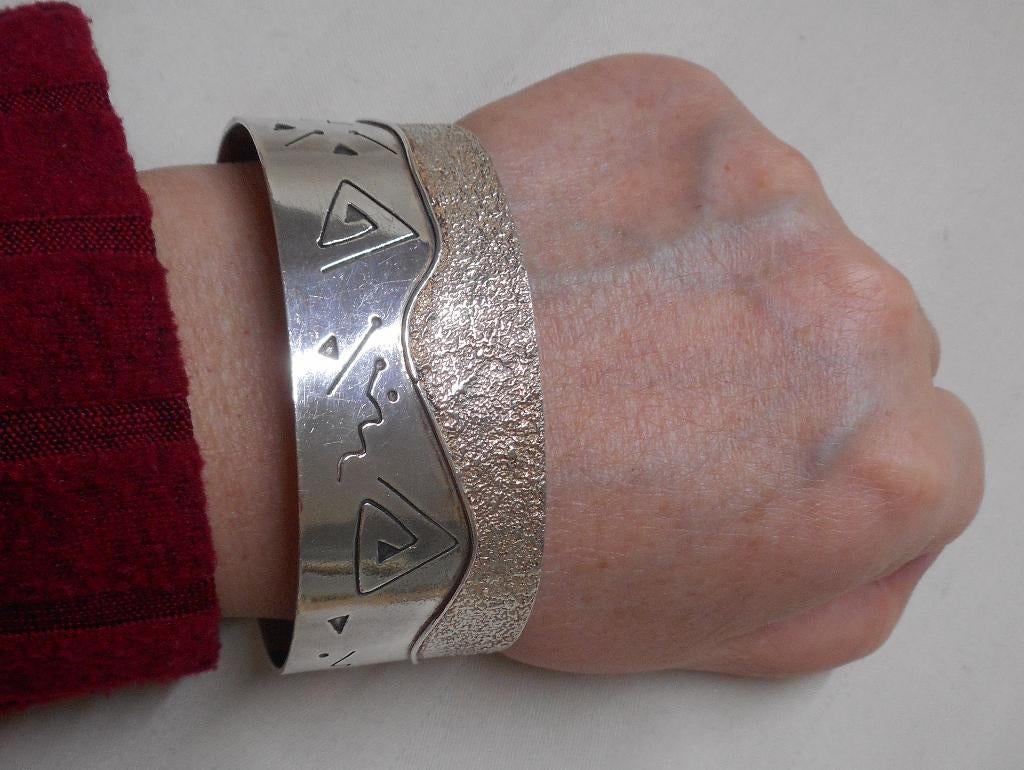 Zilveren modernist klem armband nr.2003, Verzenden, Zo goed als nieuw, Zilver, Zilver