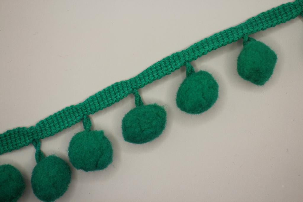 Pom pom balletjesband - Groen #4039, Ophalen of Verzenden, Nieuw, Lint, Band of Elastiek