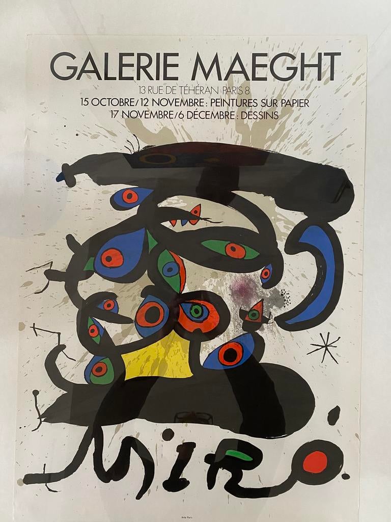 Miro tentoonstellings affiche Gallerie Maeght Paris 1971, Huis en Inrichting, Gebruikt, Onbekend, Ophalen of Verzenden, Print