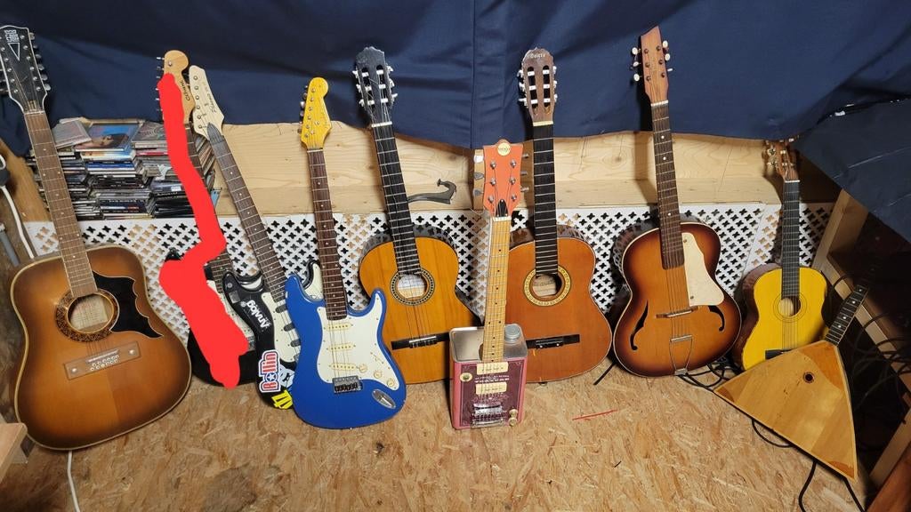 Grote partij gitaren - Eros, Phoenix, Fender, bohemian etc., Ophalen, Gebruikt, Klassieke of Spaanse gitaar