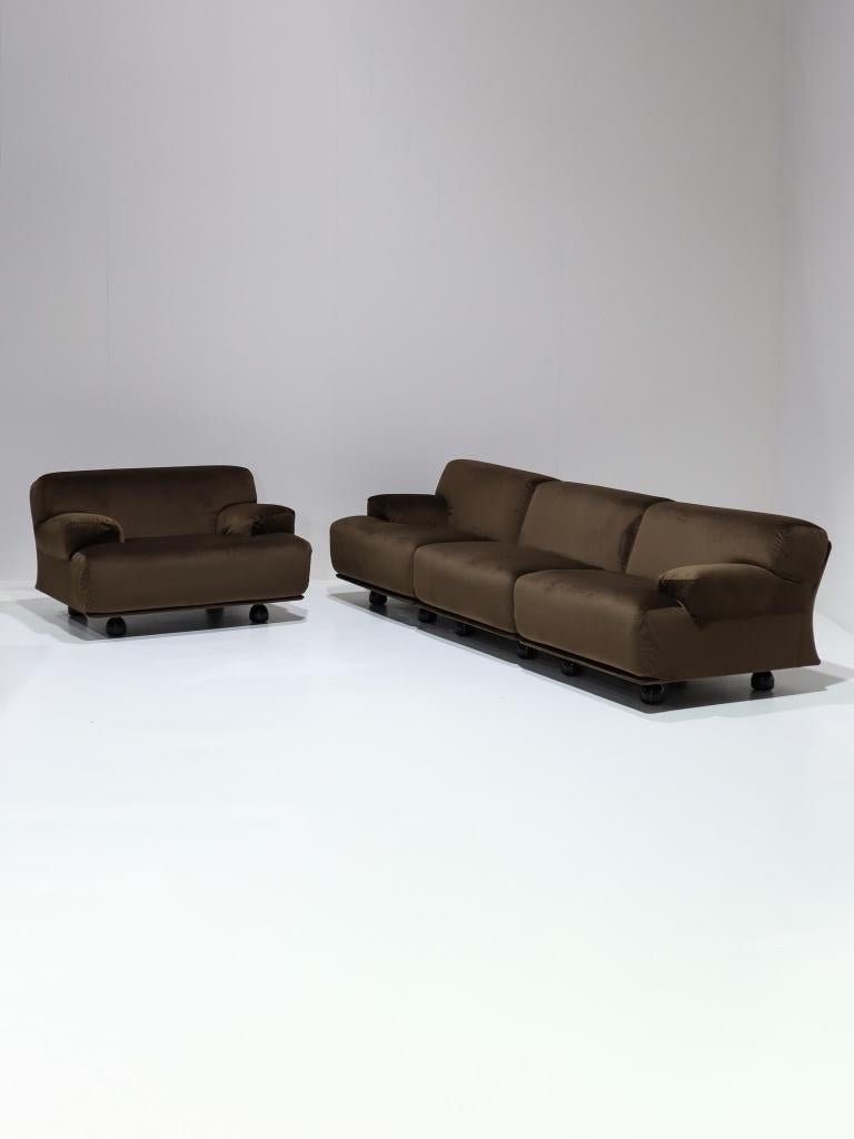 Cassina Fiandra elementen bank en fauteuil bruin velvet, Ophalen, Stof, -, -