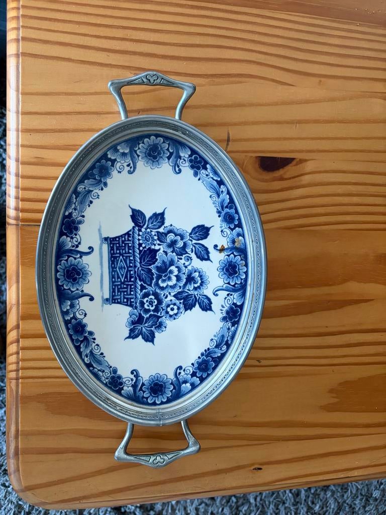Delftsblauw dienblad, Ophalen, Gebruikt, Ovaal, Overige materialen