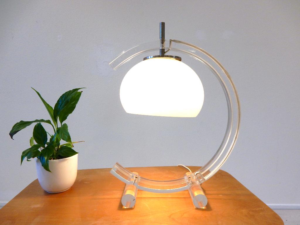 Vintage Plexiglas Tafellamp Dressoir Lamp Space Age Jaren70, Kunststof, Gebruikt, ., Vintage