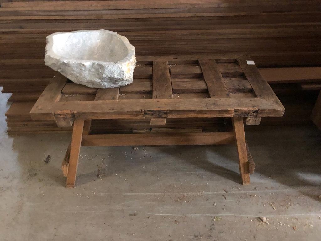 Oud eiken salontafel wagondelen suar boomstam tafel