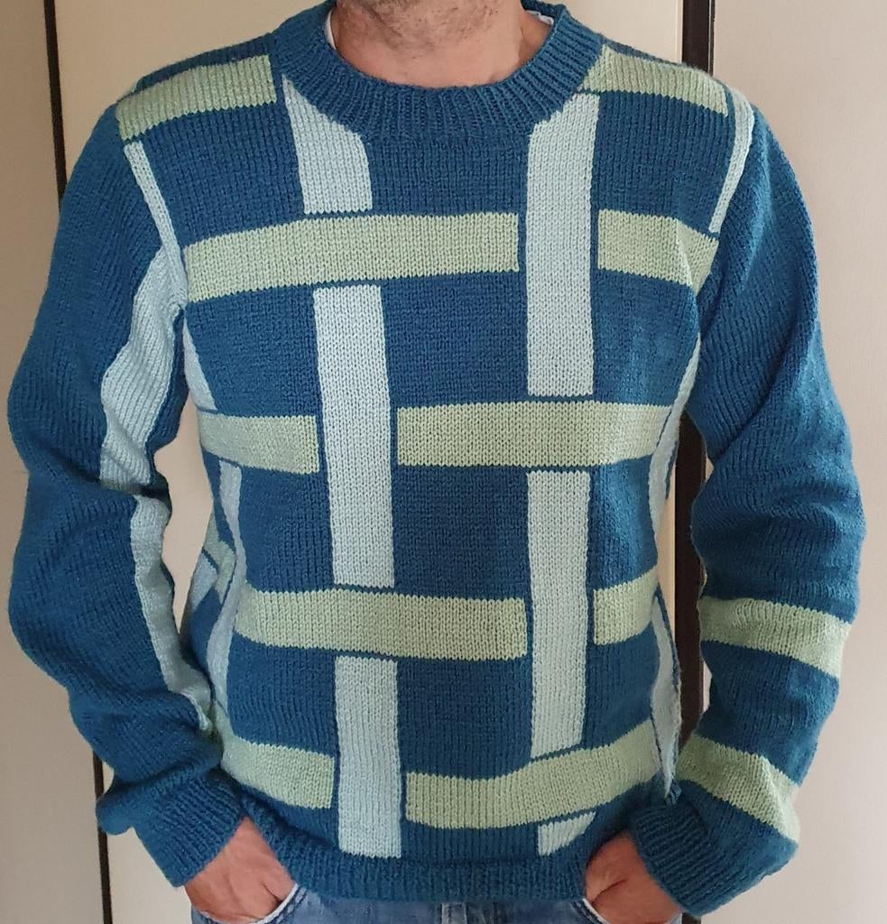 Breipatroon Herentrui Petrol, Hobby en Vrije tijd, Breien en Haken, Nieuw, Breien, Patroon of Boek, Verzenden