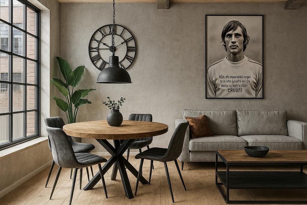 Eettafel rond 130cm. met spinpoot Direct/leverbaar E-1946