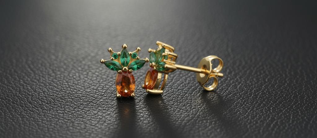 18k Gold Plating, S925 Ananas Oorbellen, Met kristal, Verzenden, Nieuw, Knopjes of Stekers