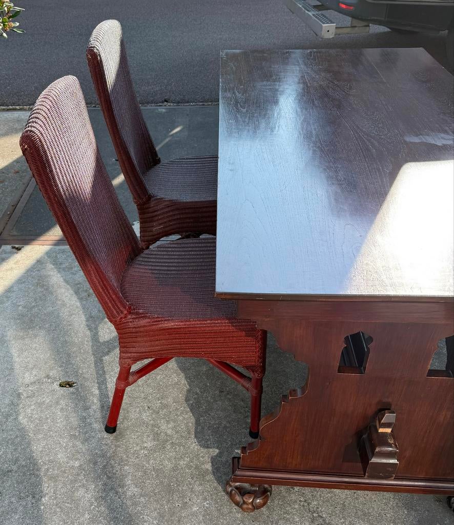 Antieke  eikenhouten tafel & 4 stoelen, Ophalen of Verzenden