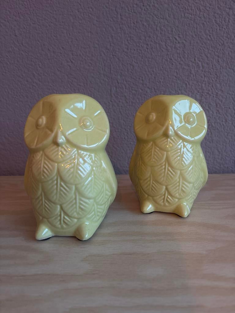 2 Uilen Kaarsen Houders, Ophalen of Verzenden, Zo goed als nieuw, Overige materialen