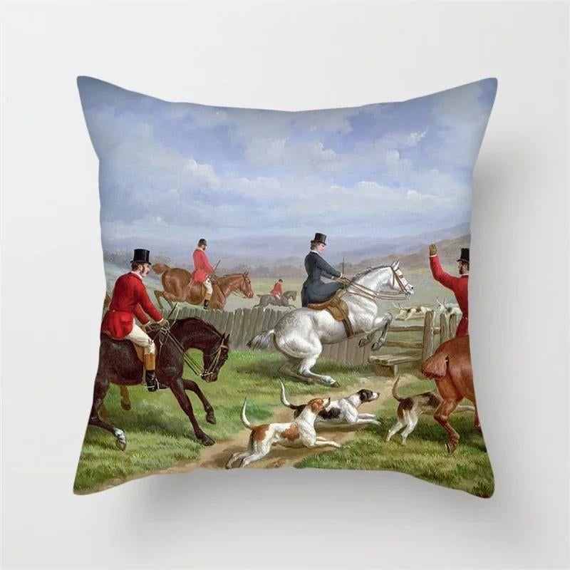 Nieuwe kussenhoes paardrijden country style, Huis en Inrichting, Ophalen of Verzenden, Nieuw, Blauw, Vierkant