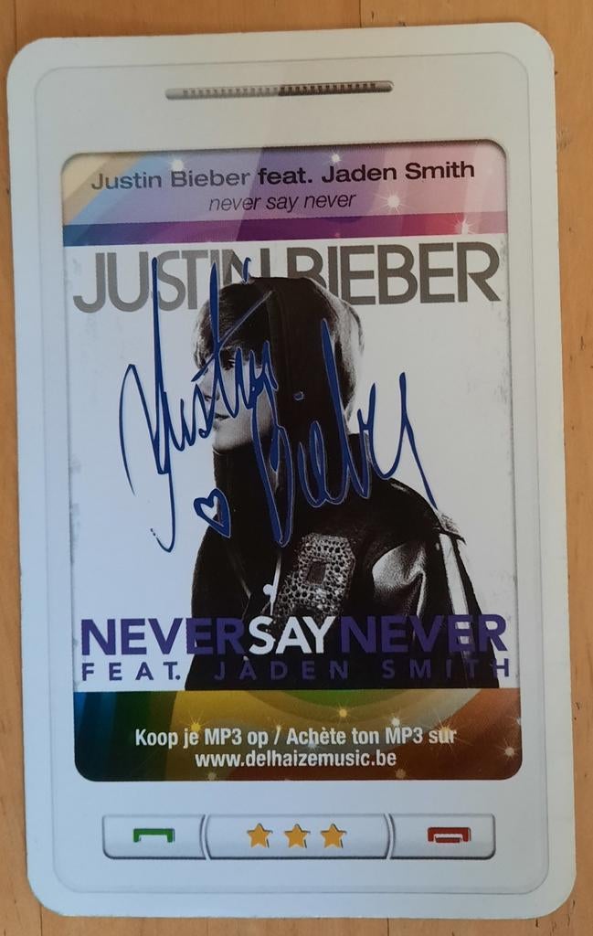 JUSTIN BIEBER - STAR & TUNES KAARTJE, Verzamelen, Ophalen of Verzenden, Zo goed als nieuw
