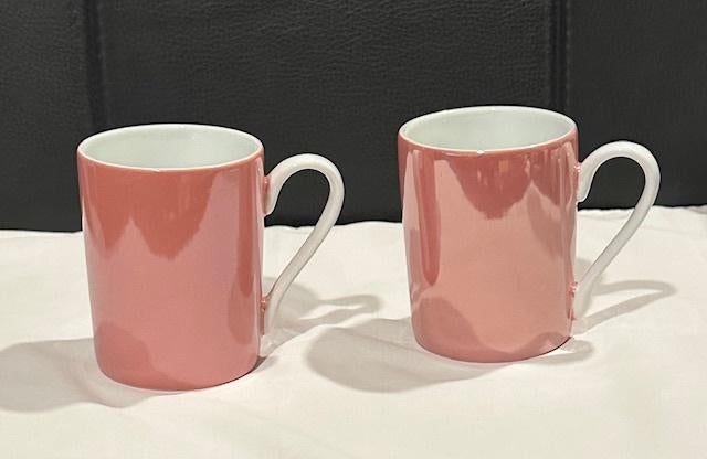 2x retro XL mok/beker emaille roze, Douwe Egberts Royal Raja, Ophalen, Gebruikt, Overige typen, Overige stijlen