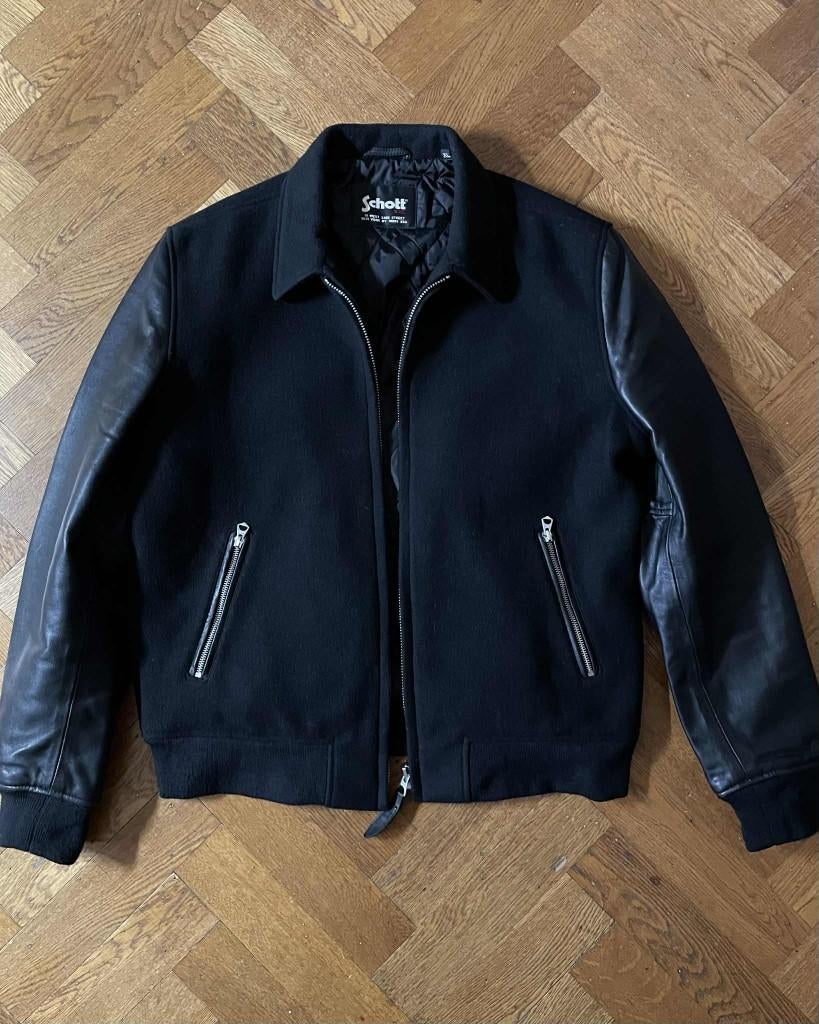Schott wool-leather jacket, Kleding | Heren, Jassen | Winter, Ophalen of Verzenden, Nieuw, Overige maten, Zwart