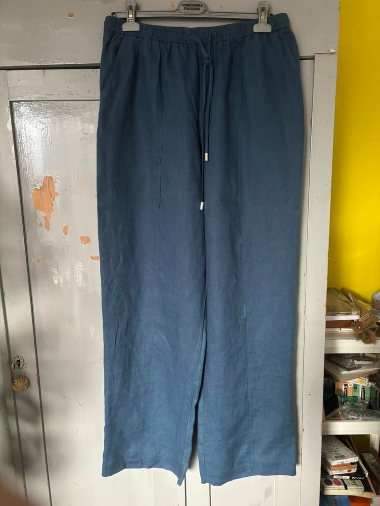 NIEUWE Benneton broek - zuiver linnen mt. L, Blauw, Maat 42/44 (L), Nieuw, Ophalen of Verzenden