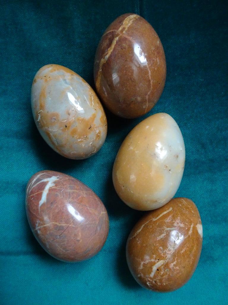 5 Vintage gepolijste marmeren eieren, Ophalen of Verzenden