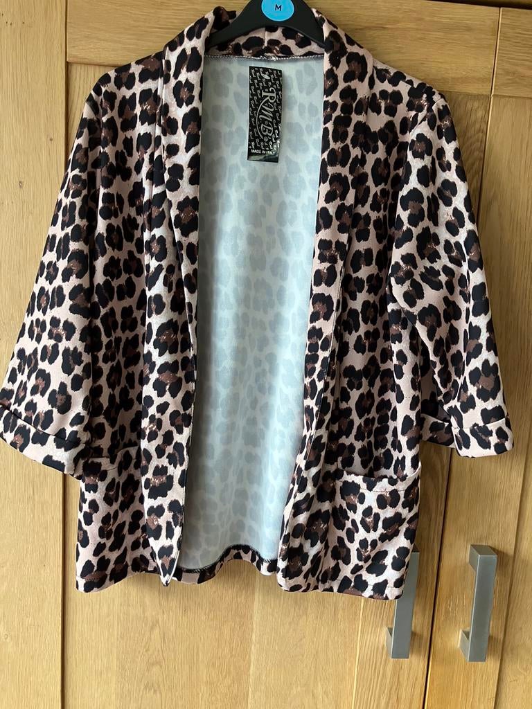 Nieuw=tijgerprint jasje-colbert-blazer=made in italy/M, Maat 38/40 (M), Bruin, Nieuw, Ophalen of Verzenden