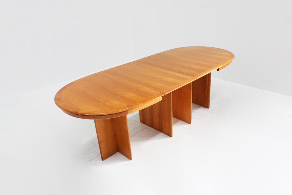 Vintage Deense grote ovalen uitschuifbare eettafel tafel, Ophalen, 100 tot 150 cm, Vintage, 200 cm of meer