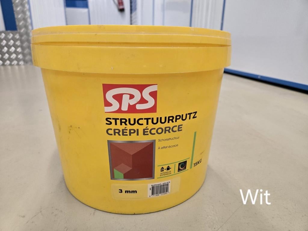 SPS Structuurputz Spachtelputz Wit 15 kg - 3 mm korrel, Doe-het-zelf en Verbouw, Verf, Beits en Lak, Ophalen of Verzenden