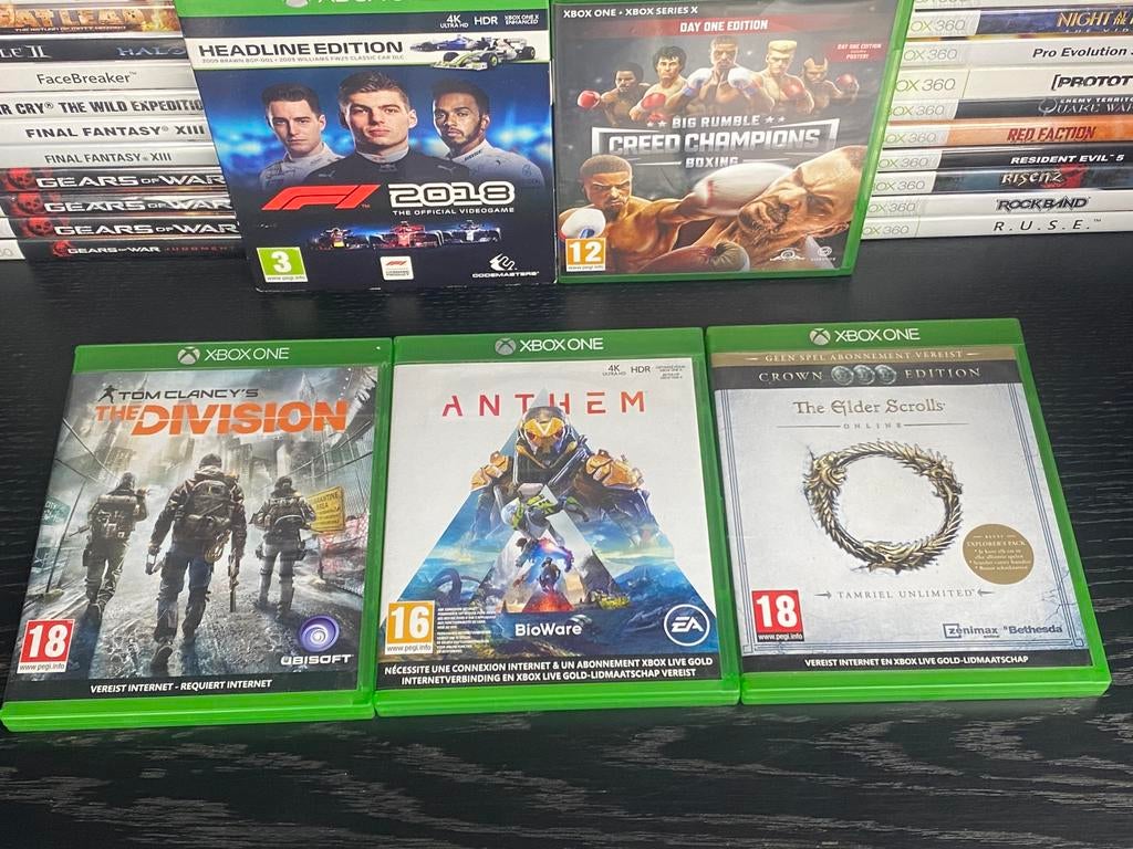 Xbox One Game Collectie - Creed Champions F1 Elder Scrolls, Spelcomputers en Games, Games | Xbox 360, Avontuur en Actie, Vanaf 18 jaar