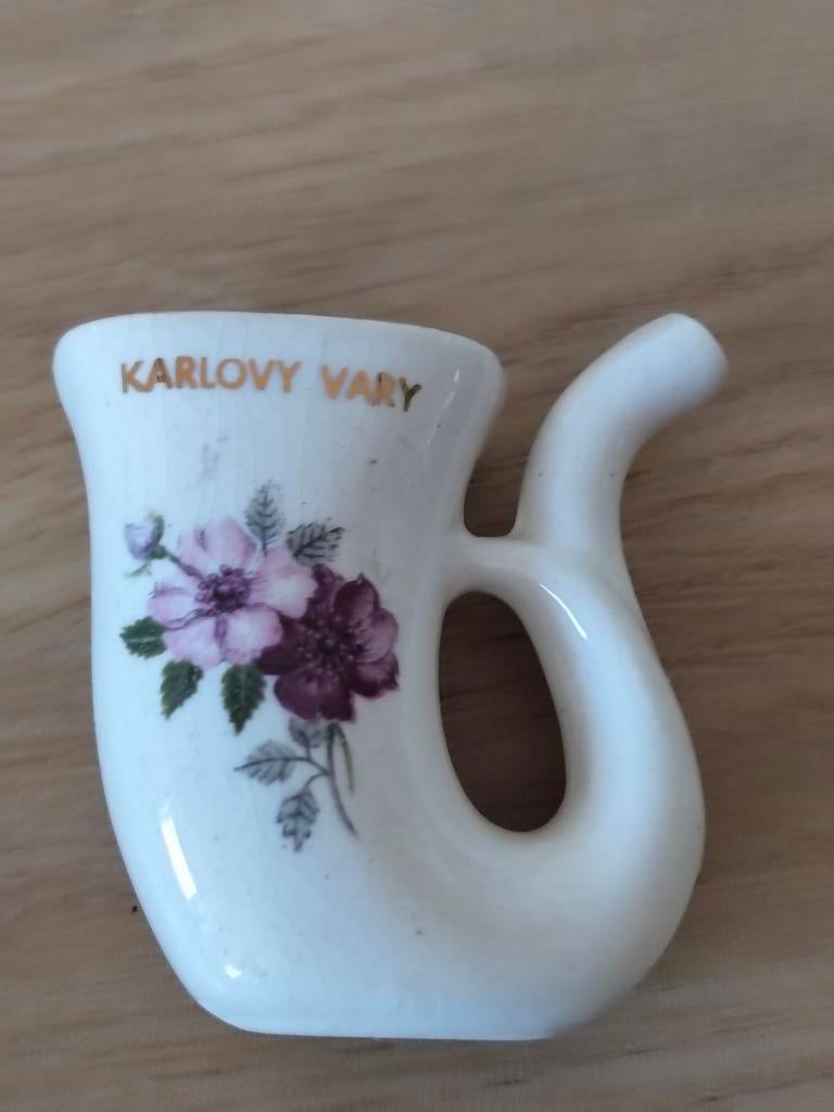 KARLOVY VARY PORSELEINEN DRINKBEKER VOOR MINERAALWATER, Verzenden, Gebruikt, Porselein, Overige typen