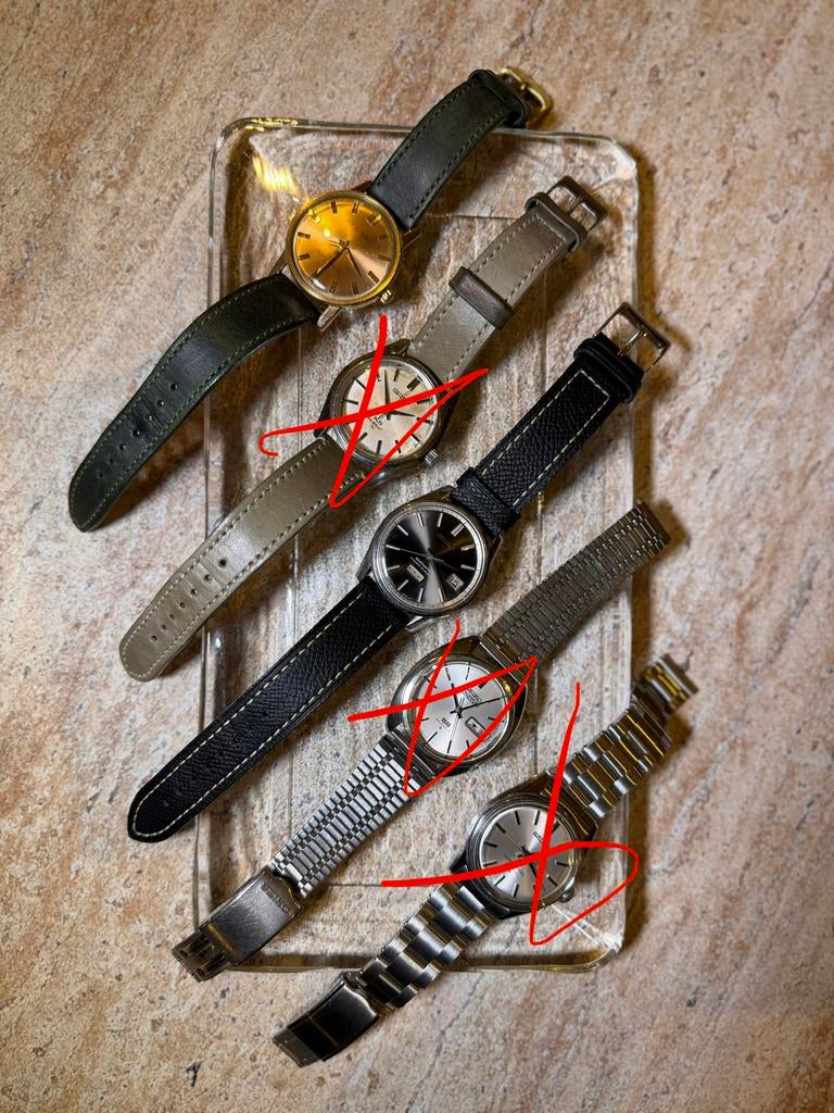 Vintage (King) Seiko collectie, Sieraden, Tassen en Uiterlijk, Horloges | Heren, Gebruikt, Polshorloge, Seiko, Overige materialen