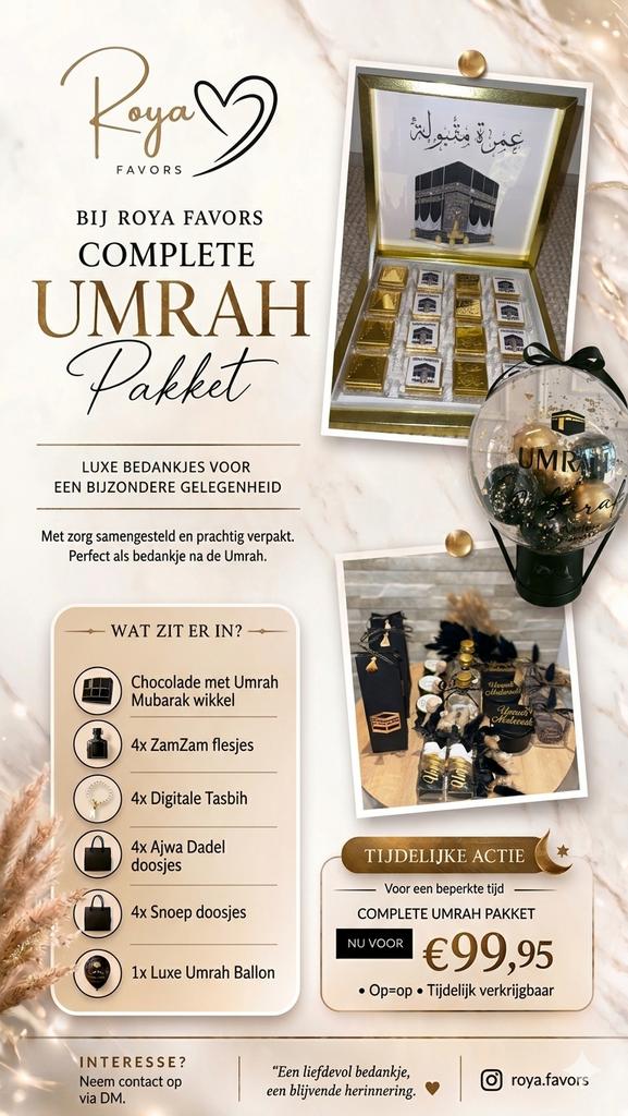Luxe Umrah Bedankjes Pakket - Compleet & Prachtig, Ophalen of Verzenden, Nieuw, Feestartikel, Overige