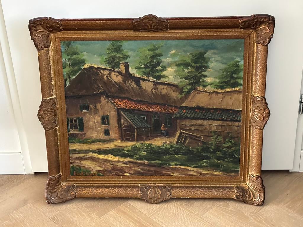 Mooi groot oud schilderij met oude lijst, Ophalen