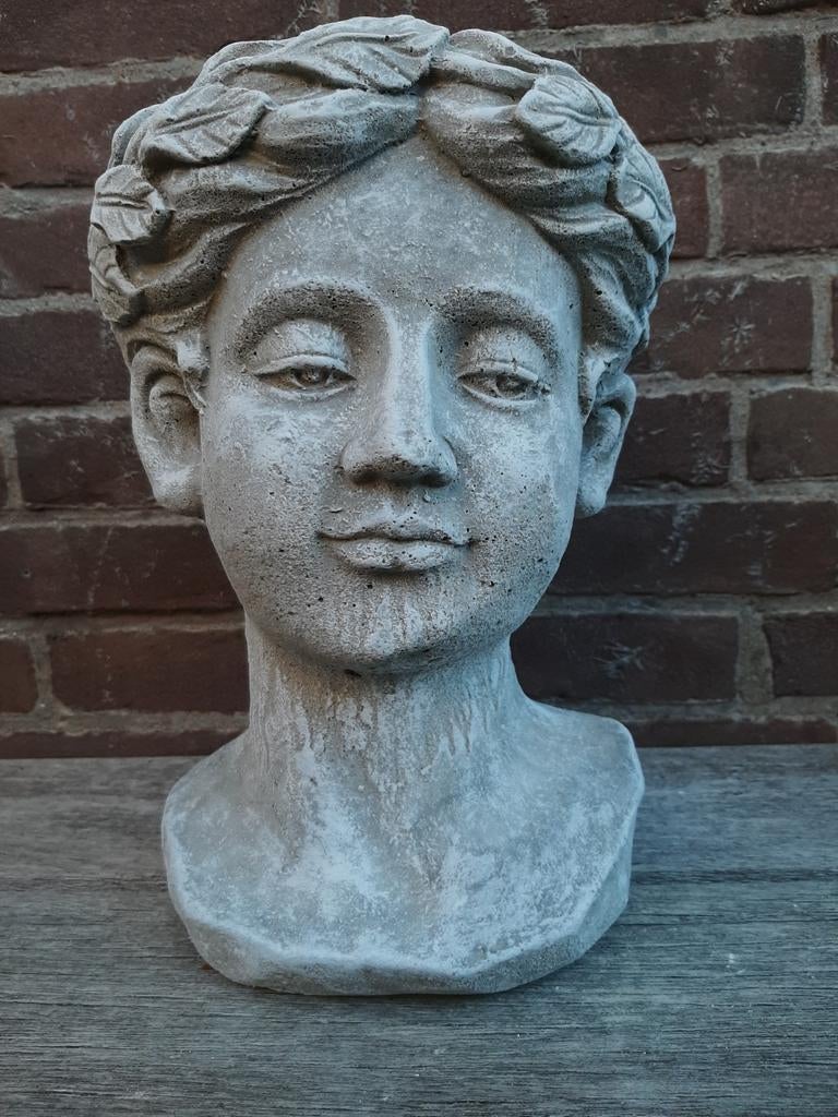 Betonnen plantenbuste bloempot tuinbeeld hoofd beton, Ophalen