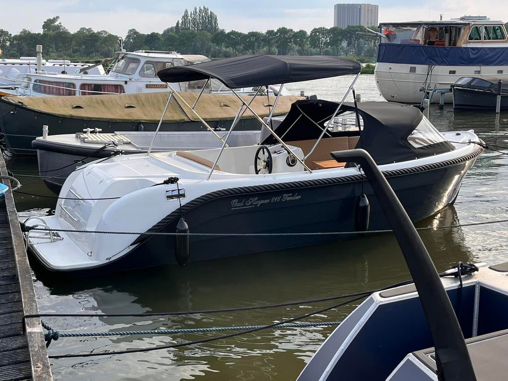 Oud huijzer 616 tender sloep 60 pk Honda+ trailer alles zgan, Ophalen, 6 meter of meer, Zo goed als nieuw, Buitenboordmotor