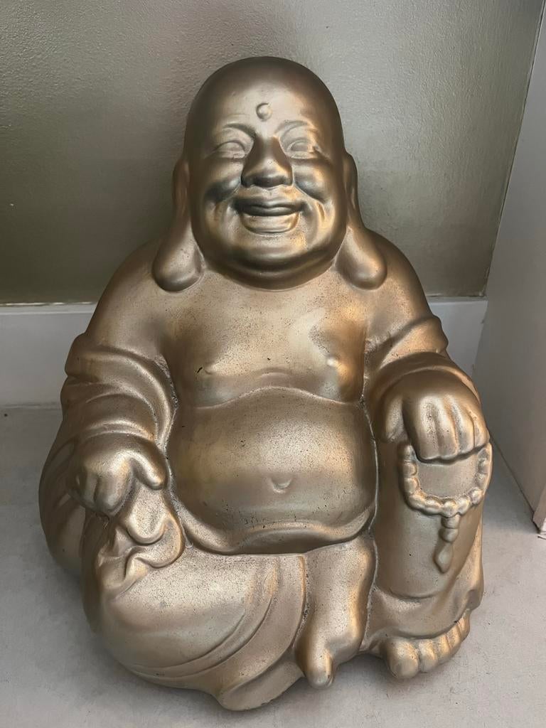 Grote gouden lachende Boeddha beeld, Ophalen, Gebruikt