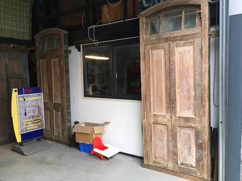 Antieke Indiase Kozijnen (2 stuks) - Hout, Doe-het-zelf en Verbouw, Deuren en Horren, Gebruikt, Overige typen, 215 cm of meer