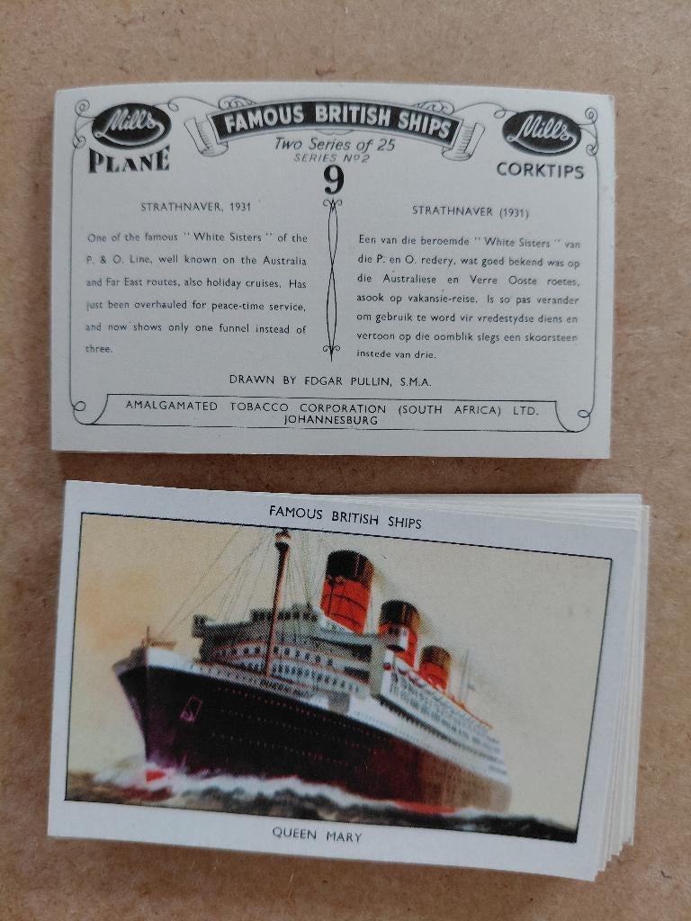 Famous British Ships 2e serie compl. set 25 cigarette cards, Ophalen, Gebruikt, Overige typen