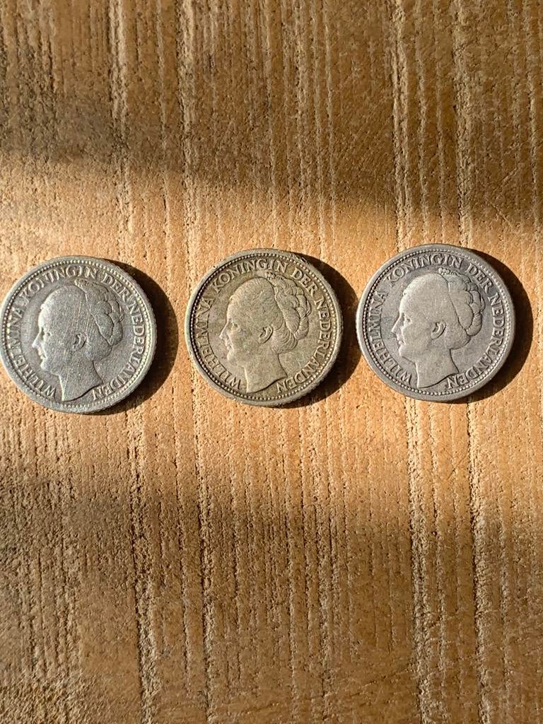 3 Zilveren 1/4 gulden 1944 Curaçao, Ophalen, Zilver, 25 cent, Koningin Wilhelmina