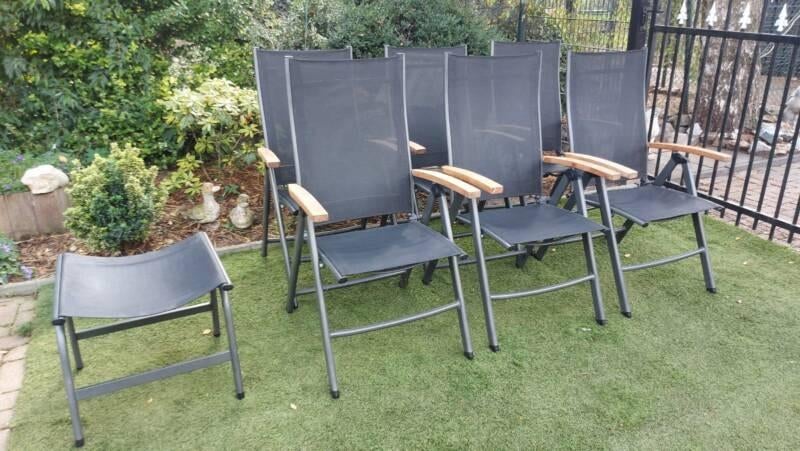 6 verstelbare tuinstoelen, Ophalen, Gebruikt, Aluminium, Verstelbaar